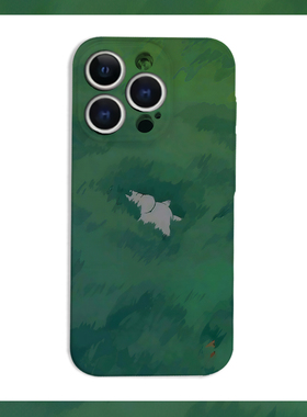 绿色草坪里慵懒姆明河马菲林磁吸手机壳适用苹果17nova14华为p70mate60小米15opporeno14vivo荣耀300iPhone16