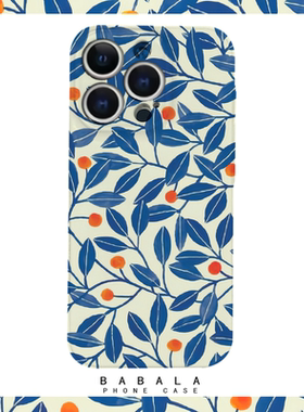 清新夏日蓝色纹理树叶菲林二合一手机壳适用苹果17nova14华为p70mate60小米15reno14vivo荣耀300iPhone16