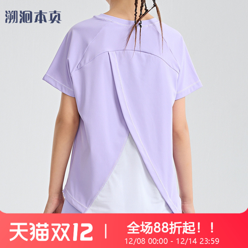 儿童T恤2025夏季新款女童个性拼接运动上衣排汗透气短袖速干户外