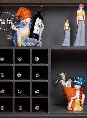 留象酒柜装饰品摆件创意红酒架旁置物架上面客厅电视柜上放的摆件