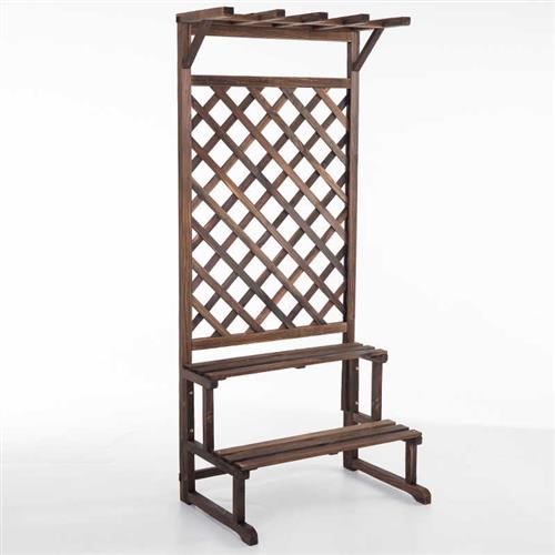 防腐木阳台花架实木阶梯多层落地式网格花盆架室内客厅置物花架子