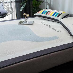 儿童席子冰丝凉席三件套夏季学生宿舍单人空调软席可机水洗床笠款