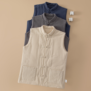 纯棉花男士马甲秋冬季加厚保暖内外穿棉背心坎肩中老年人夹棉马夹