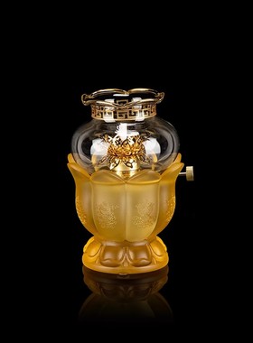 精品古法琉璃八吉祥酥油灯座长明灯可调节酥油灯防风灯摆件多色选