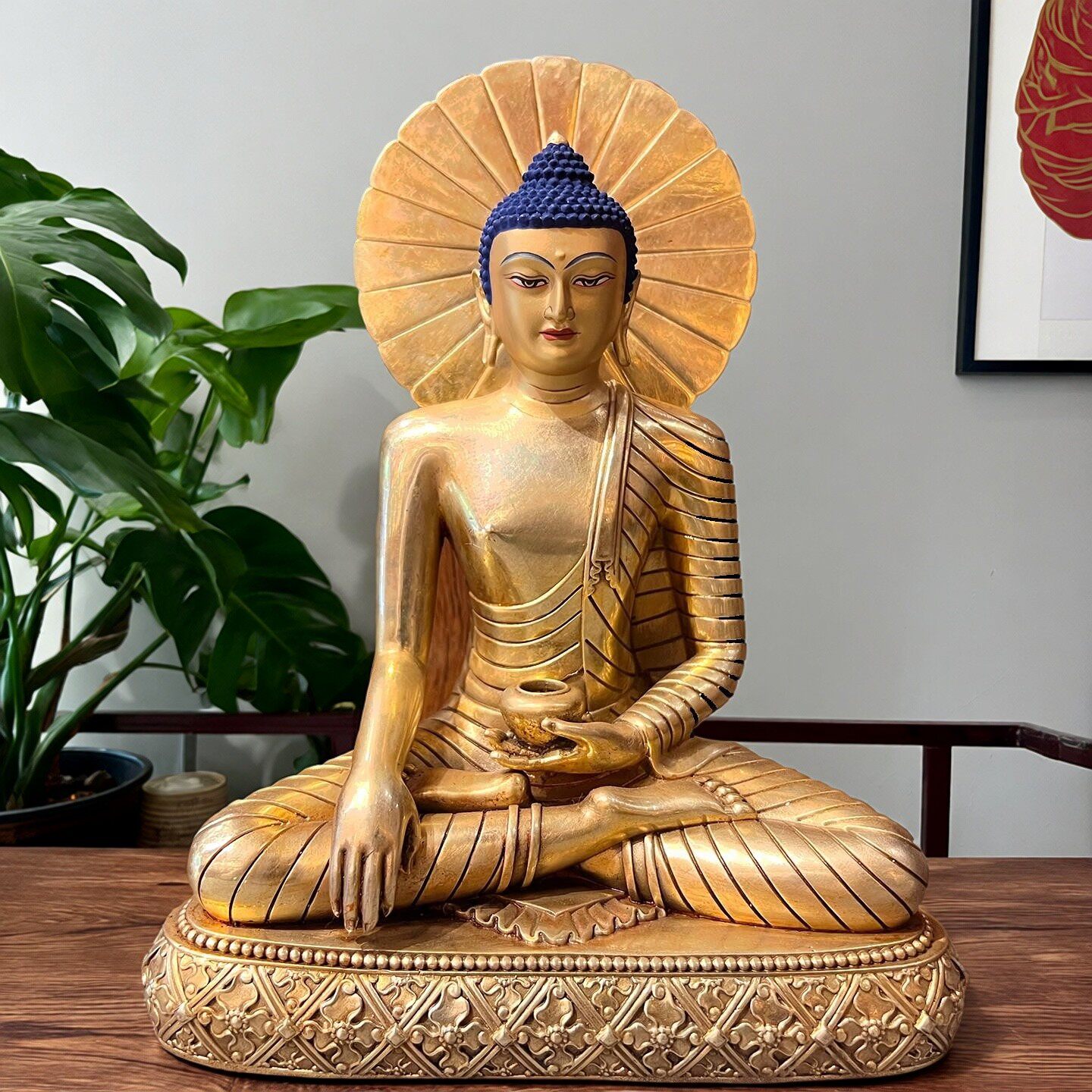 纯铜鎏金迦叶释迦牟尼25岁等身佛释迦摩尼佛居家5寸15寸供奉摆件