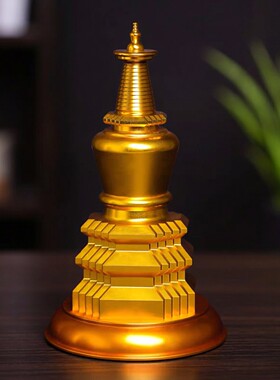圣妙顶严铝合金舍利塔佛塔右挽狂澜家用客厅金色银色供奉宝塔摆件