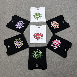 ADWYSD太阳卷基础款印花潮牌男女夏季宽松纯棉情侣装休闲短袖T恤