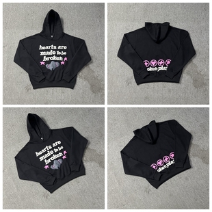 美潮Broken planet破碎星球发泡印花加绒连帽卫衣男女秋冬休闲潮