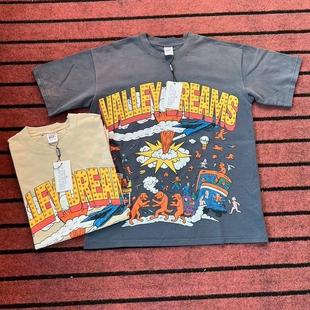 VALE 美潮 Valley Dreams卡通印花烫钻水洗做旧宽松纯棉短袖T恤夏