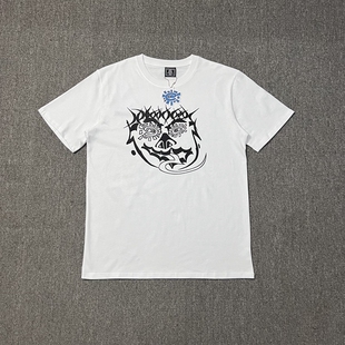 ADWYSD太阳卷人像字母印花美式高街宽松男女短袖情侣T恤夏季潮牌