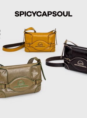 【迷路威尼斯】SpicyCapSoul定制马衔扣头层油蜡皮单肩斜挎马鞍包