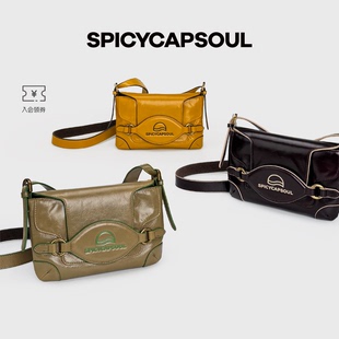 【迷路威尼斯】SpicyCapSoul定制马衔扣头层油蜡皮单肩斜挎马鞍包