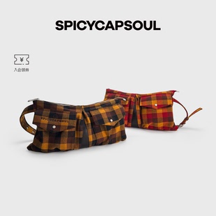 【围裙包】SpicyCapSoul小众经典棉艺格纹腰包/单肩/斜挎多功能包