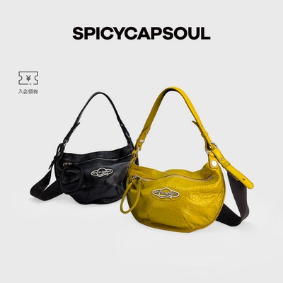 【月亮撒野】SpicyCapSoul池金物定制小众腋下斜挎头层羊皮弯月包
