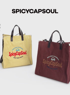 【可乐托特】SpicyCapSoul24安帆布配头层牛皮刺绣单肩斜挎托特包