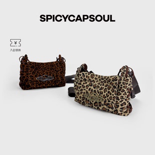 【小野豹】SpicyCapSoul小众复古风头层牛皮定制豹纹腋下斜挎包