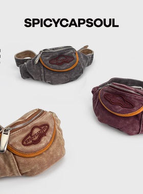 【小鼻嘎】SpicyCapSoul池金物定制复古水洗帆布配牛皮腰包斜挎包