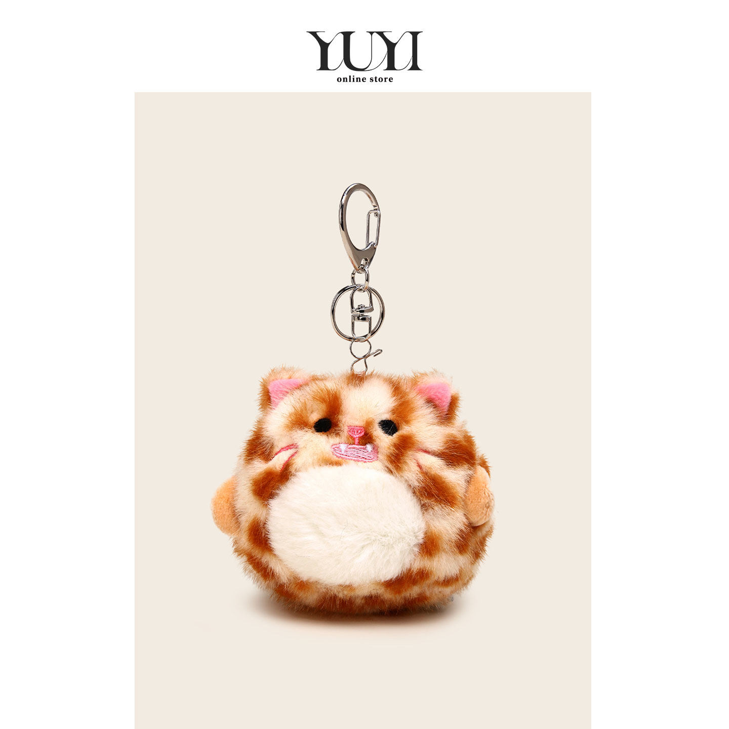 YUYI原创可爱抽拉震动摇尾巴小花猫咪公仔玩偶毛绒书包挂件钥匙扣