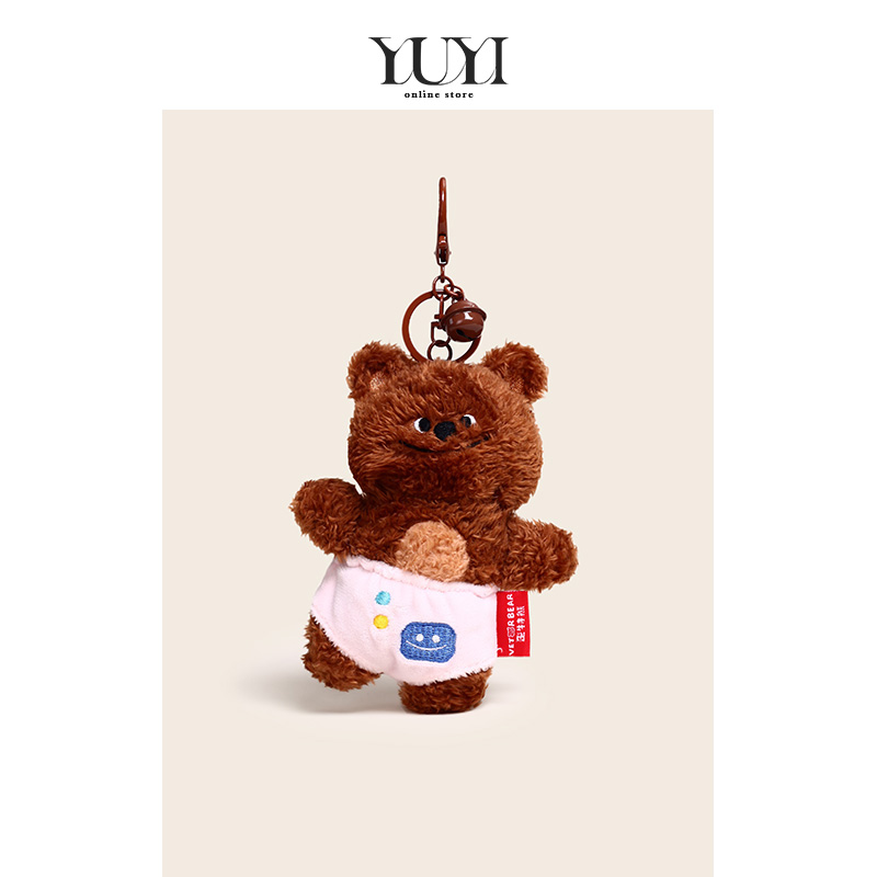 YUYI卡通泳裤歪头熊歪特熊书包包挂件钥匙扣挂饰毛绒公仔玩偶礼物
