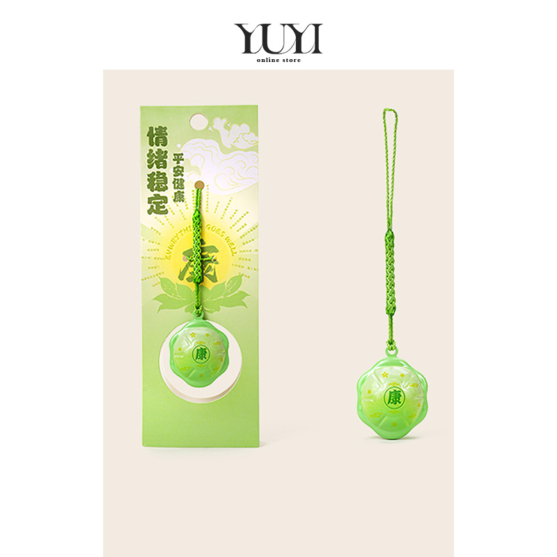 YUYI原创绿色龟壳吉祥发财运水音铃铛卡通手机链挂饰吊坠包包挂件