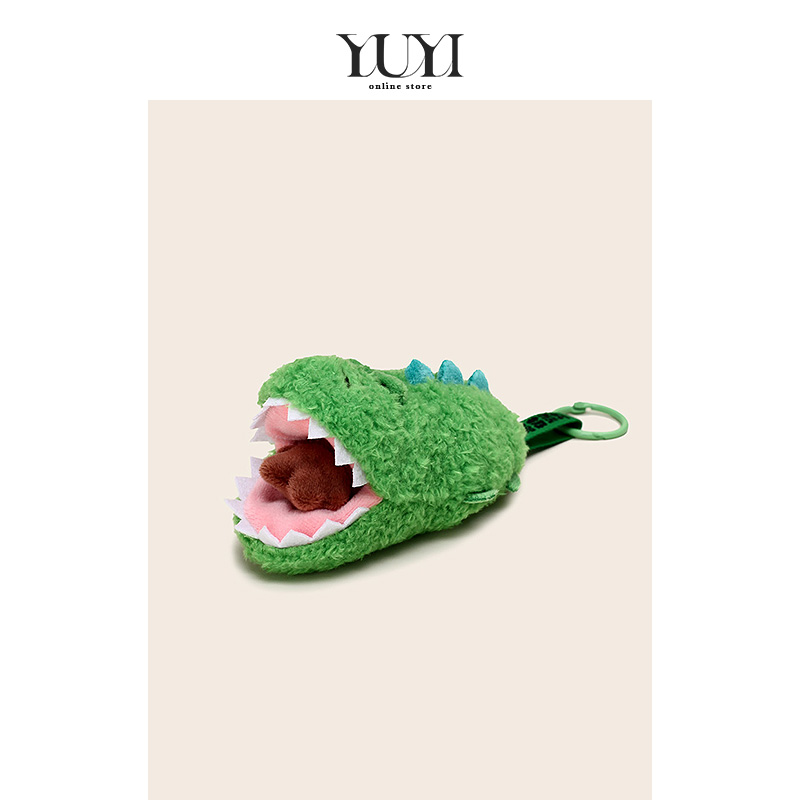 YUYI可爱吃小熊的鳄鱼可抽拉毛绒公仔玩偶钥匙扣儿童创意礼物挂饰