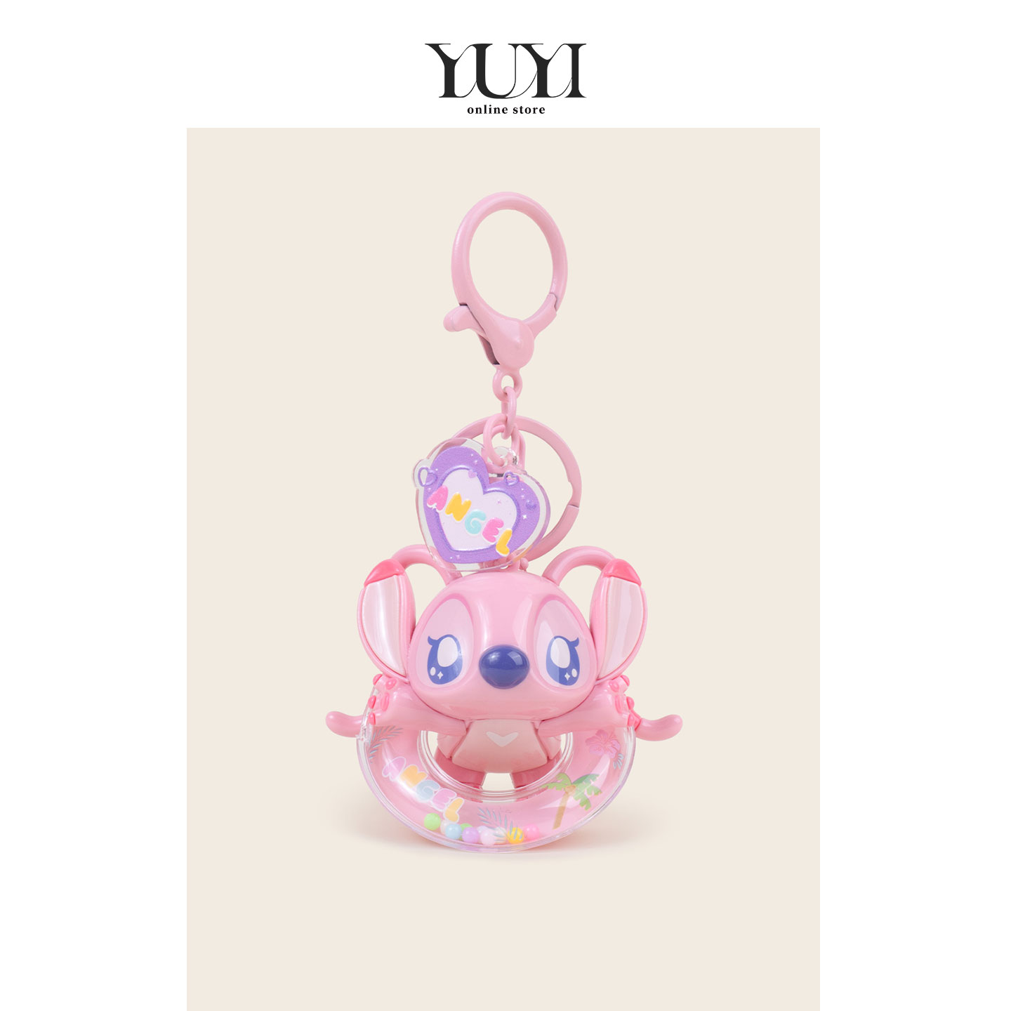 YUYI正版联名可爱史迪仔奇安琪泳圈公仔汽车钥匙扣情侣书包包挂件