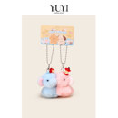 YUYI原创可爱苹果小象毛绒公仔磁吸情侣一对玩偶书包包挂件钥匙扣