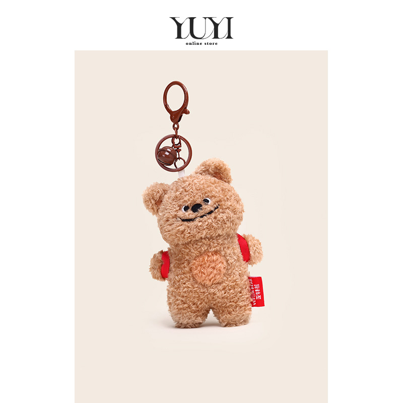 YUYI原创卡通歪头熊歪特熊毛绒公仔钥匙扣书包包挂件公仔情侣礼物