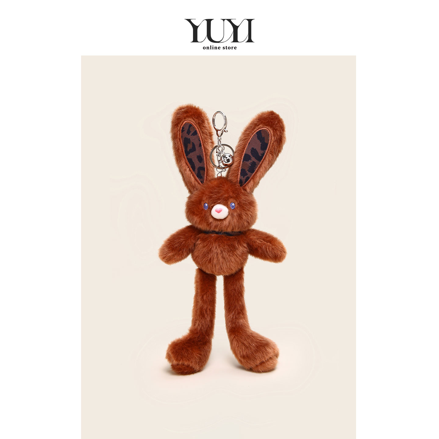 YUYI豹纹抽拉耳兔子公仔玩偶挂件