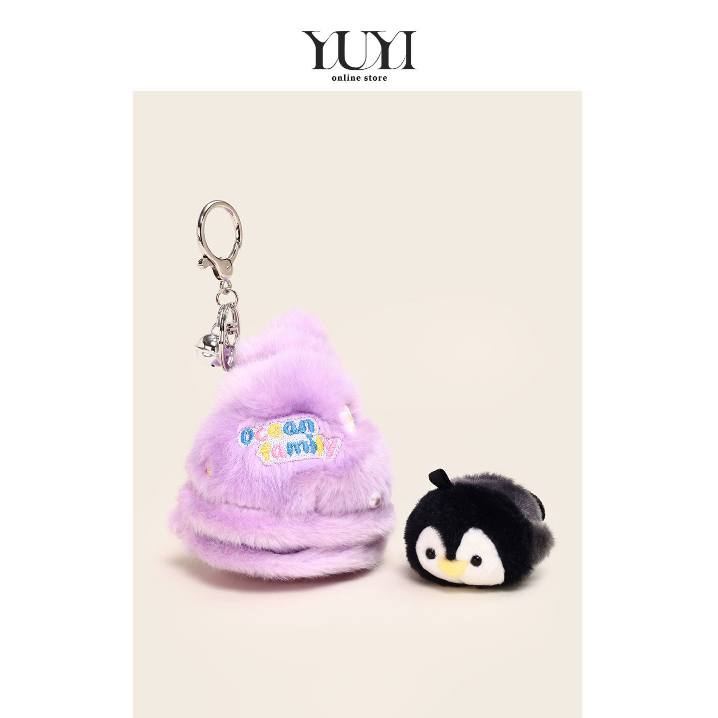 YUYI紫色海螺企鹅鲨鱼玩偶包挂件