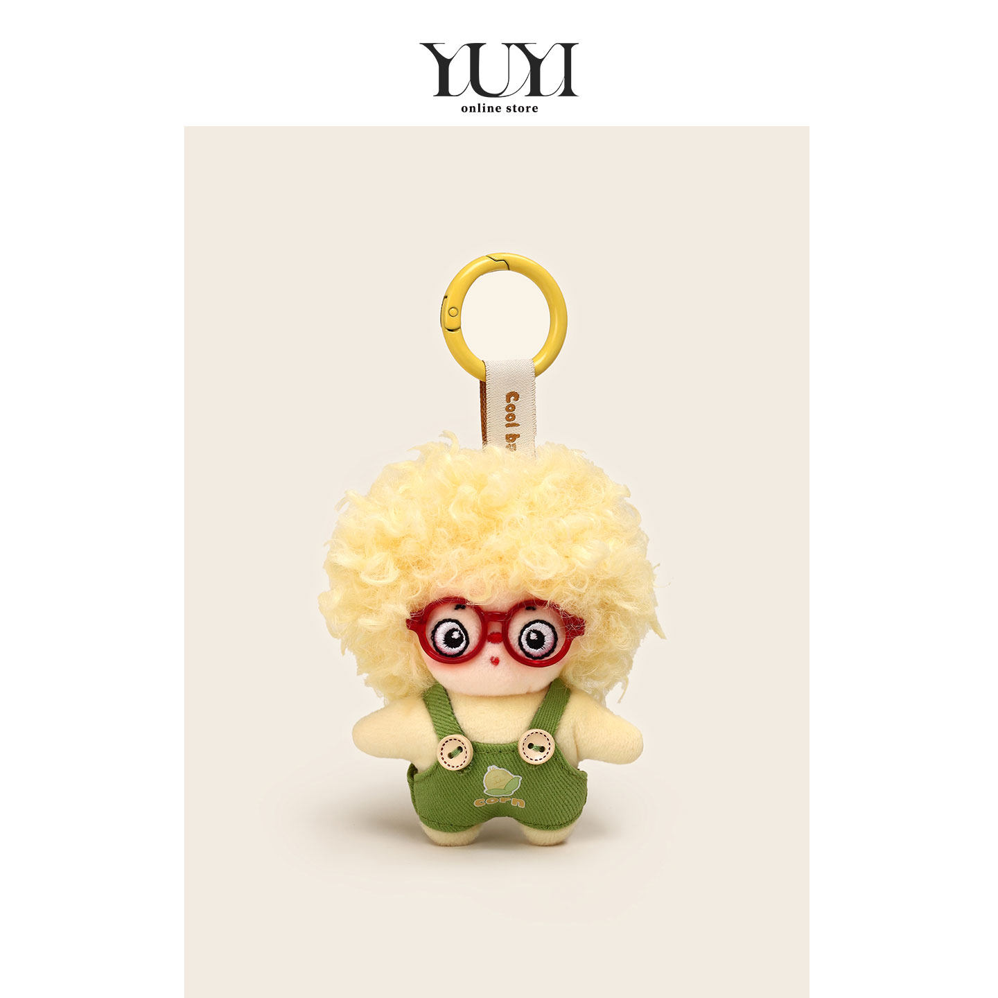 YUYI原创可爱眼镜爆炸头卷毛公仔玩偶情侣书包挂件背包挂饰钥匙扣