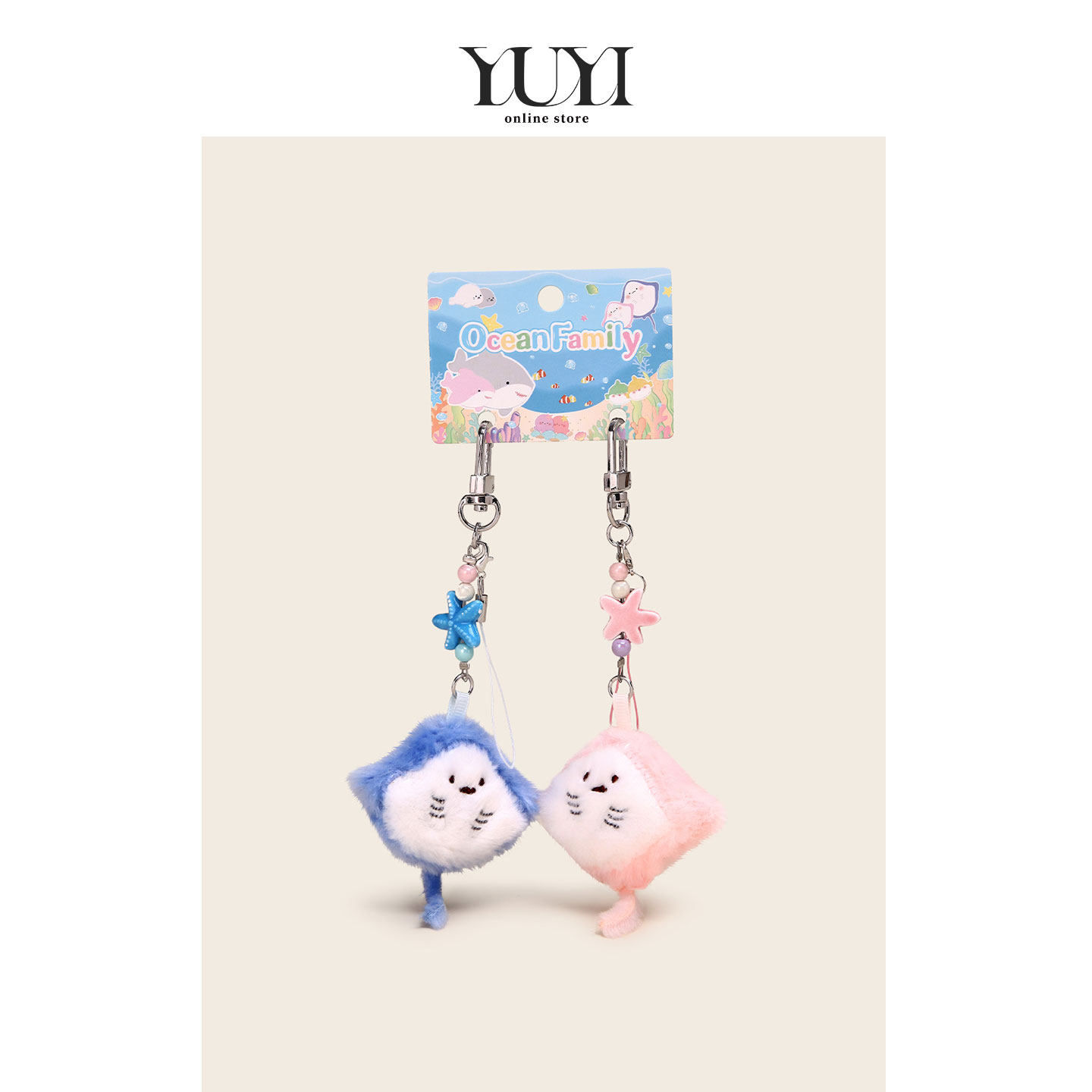 YUYI原创海洋可爱魔鬼鱼毛绒公仔一对情侣书包挂件U盘钥匙扣挂饰
