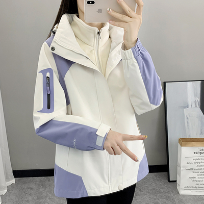 冲锋衣外套女春秋冬2025新款三合一可拆卸加绒加厚小个子防风外套