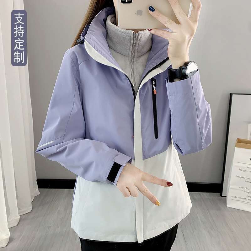 秋冬新款冲锋衣加绒加厚两件套