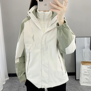 冲锋衣女2025外套秋冬新款 可拆卸防风防水小个子三合一两件套风衣