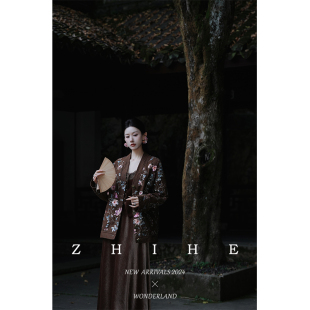 绣花牛仔羽绒服 新中式 丝绒吊带半裙 醉花间 无艳一禾