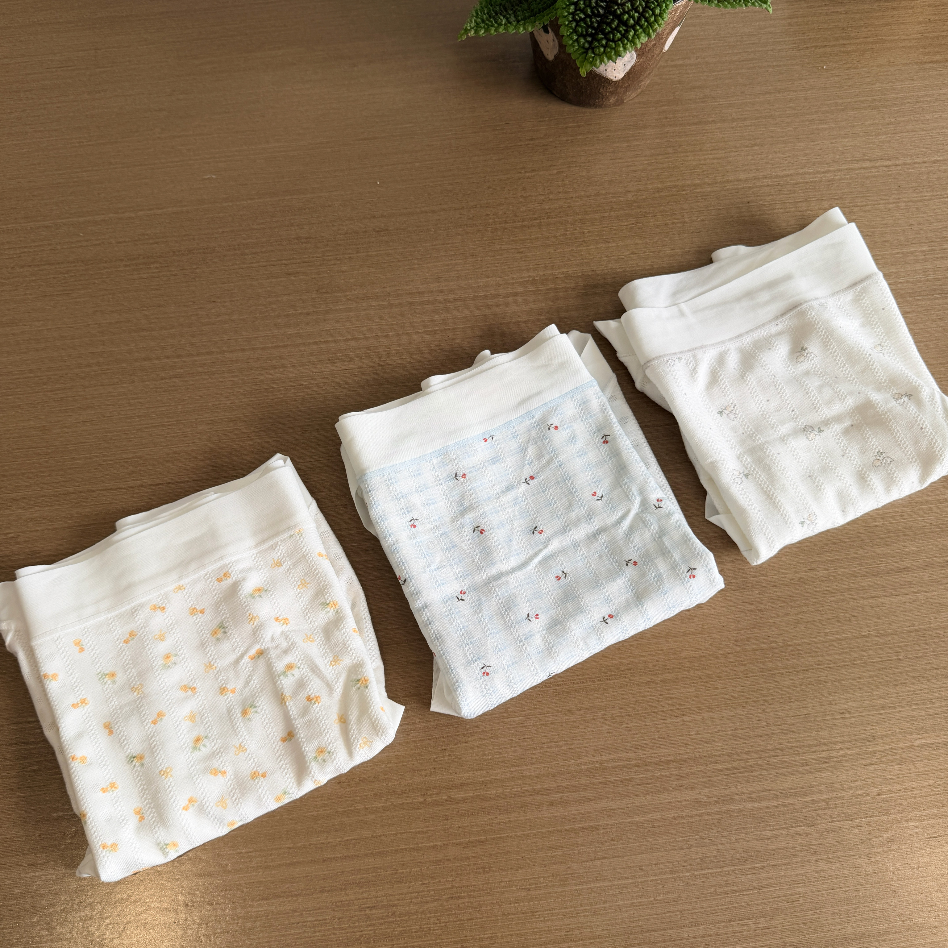 CherieBunny出口品质抗菌再生纤维环保田园碎花中腰包臀内裤套盒