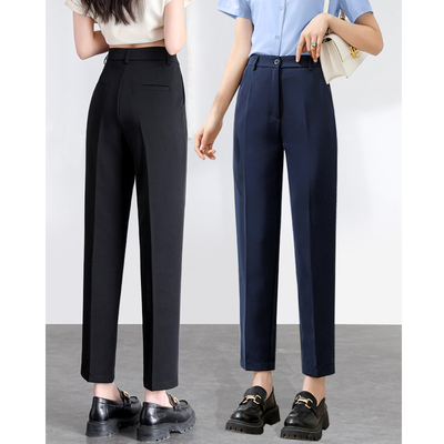 黑色西装裤女职业正装春秋夏藏青色通勤工作裤小个子九分烟管西裤