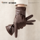 啄木鸟手套女士2025冬季 加绒加厚户外防寒可触屏骑行保暖手套 新款