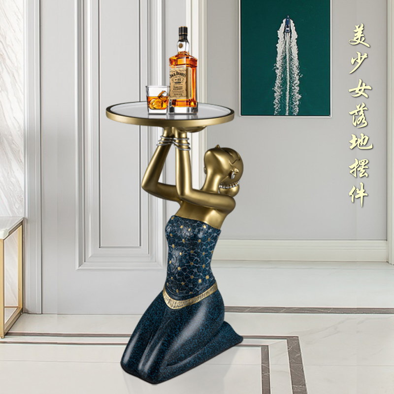 大型落地摆件美少女边几软装饰品
