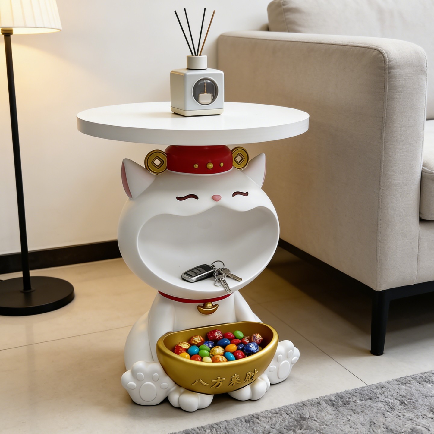 招财猫落地摆件可爱卧室床头柜客厅边几家居装饰开业乔迁新居礼物,家居饰品,落地摆件,淘宝优惠券,粉丝福利购,淘宝优惠卷