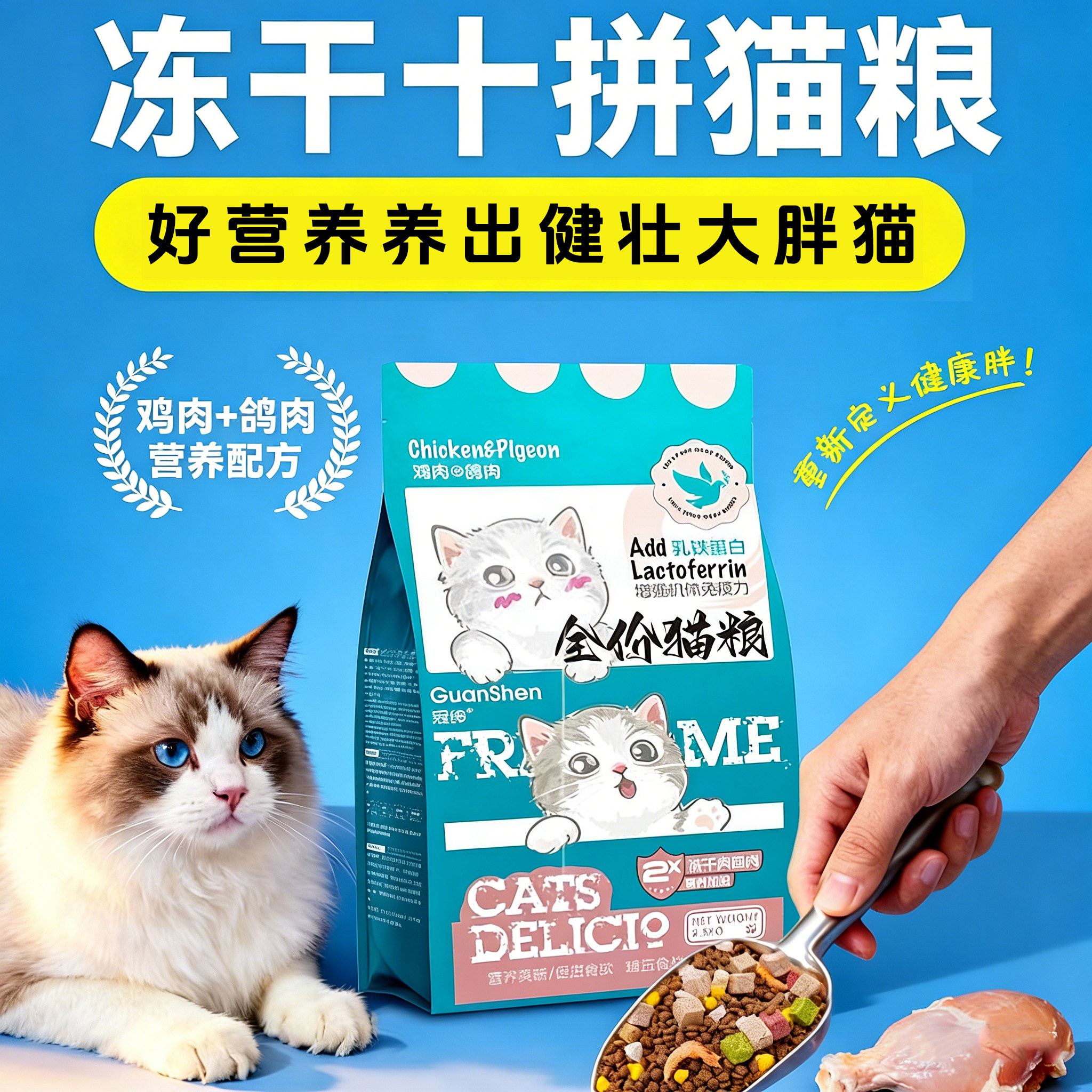 冠绅全价猫粮鸡肉乳鸽冻干多拼成猫幼猫通用长肉鲜肉乳铁无谷猫粮,宠物/宠物食品及用品,猫全价膨化粮,淘宝优惠券,粉丝福利购,淘宝优惠卷