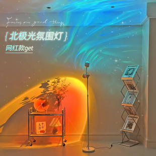 极光落地氛围灯网红日落高级感直播间背景场景布置美容院落日射灯