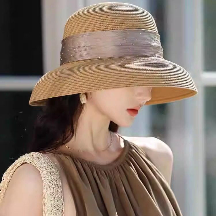 草帽女可折叠夏季遮阳防晒防紫外线海边度假时尚沙滩帽百搭太阳帽