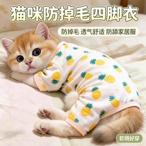 猫咪衣服防掉毛薄款夏季凉凉衣宠物德文约克夏狗狗透气四脚防晒衣