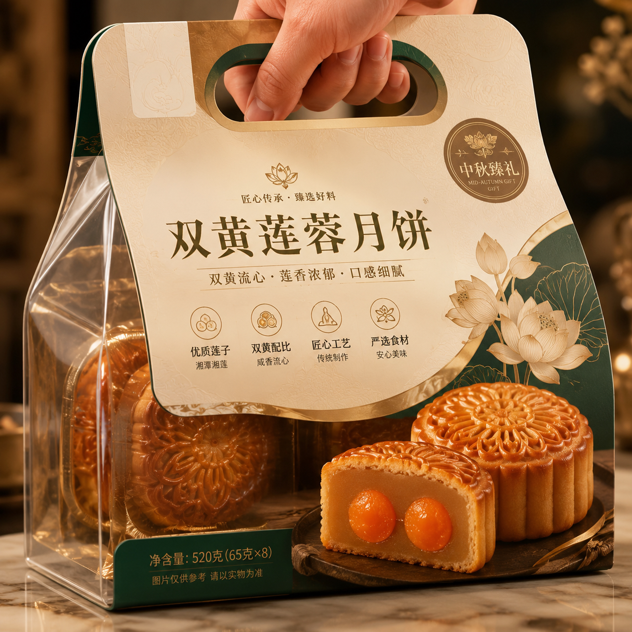 正宗广式双蛋黄莲蓉月饼官方旗舰店传统手工独立包装中秋佳节送礼