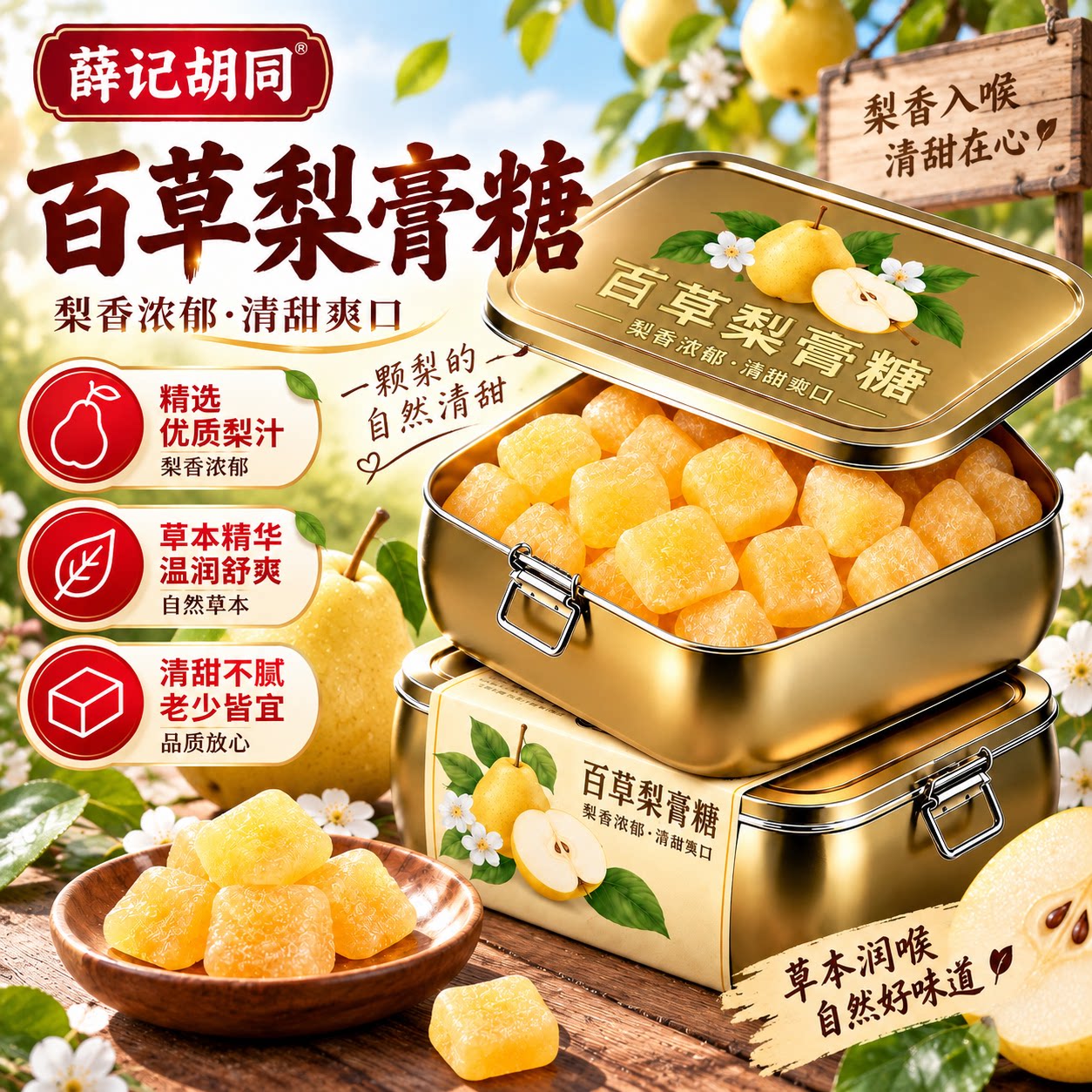 梨膏糖秋梨膏糖少糖更健康传统手工熬制清甜回甘独立包装便携糖果