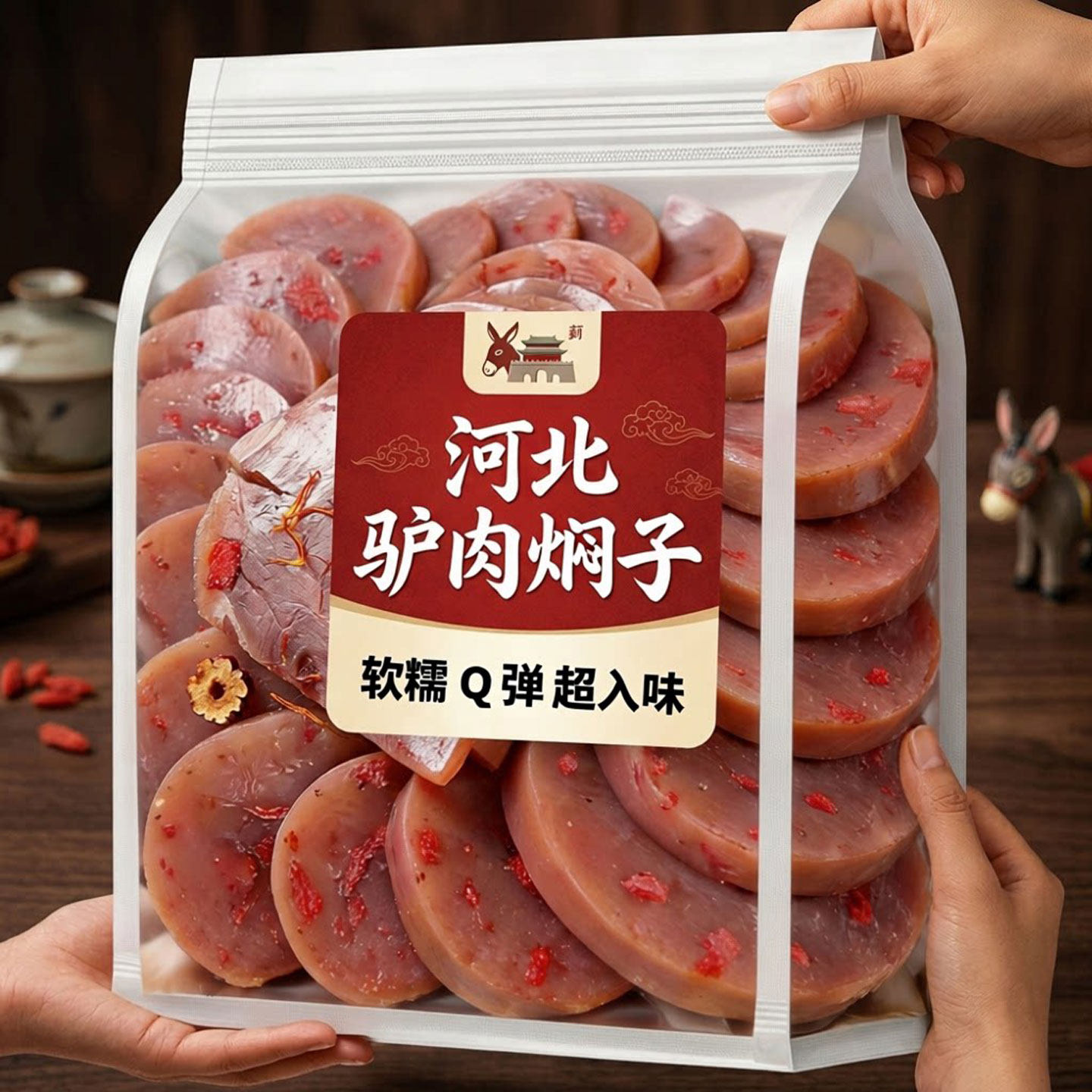 【良子同款】焖子正宗驴肉焖子河北定州保定特产驴肉火烧熟食香肠
