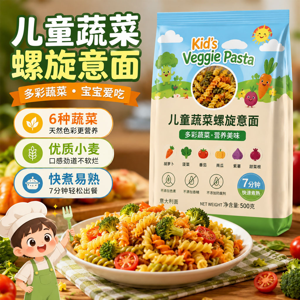 儿童果蔬螺旋意大利面图片