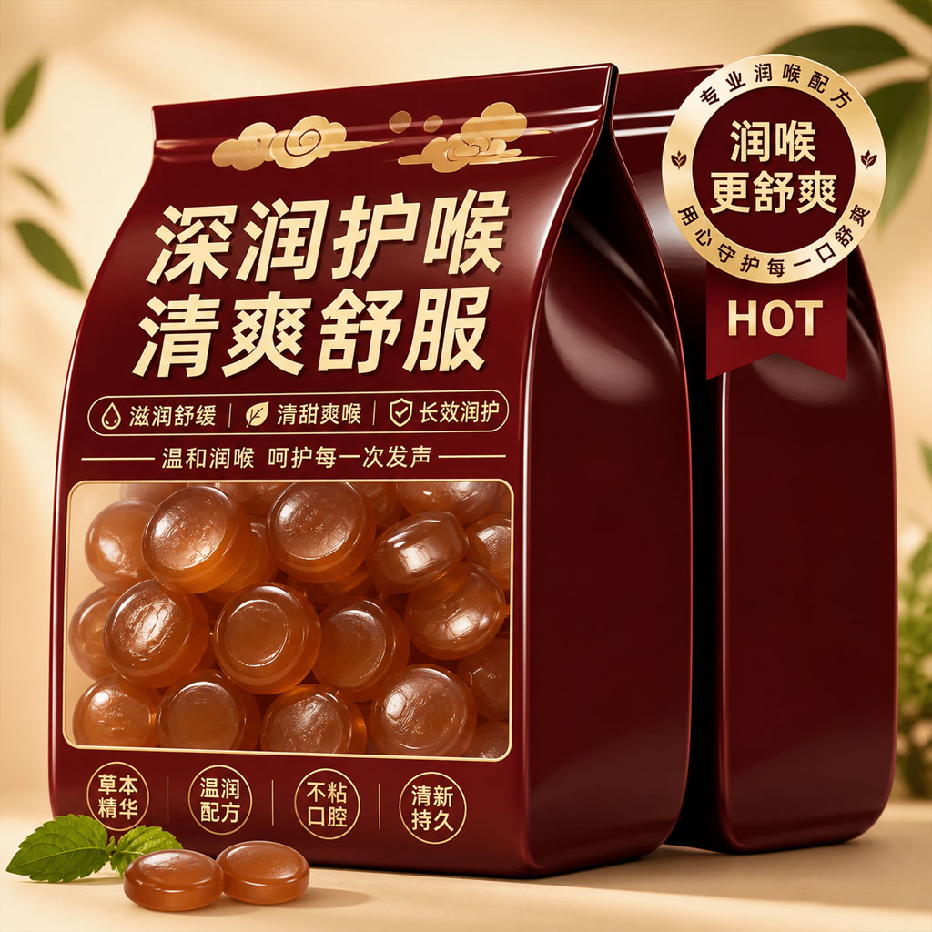 润喉糖护嗓教师无蔗糖纯天然草本罗汉果清凉薄荷糖枇杷化橘红含片